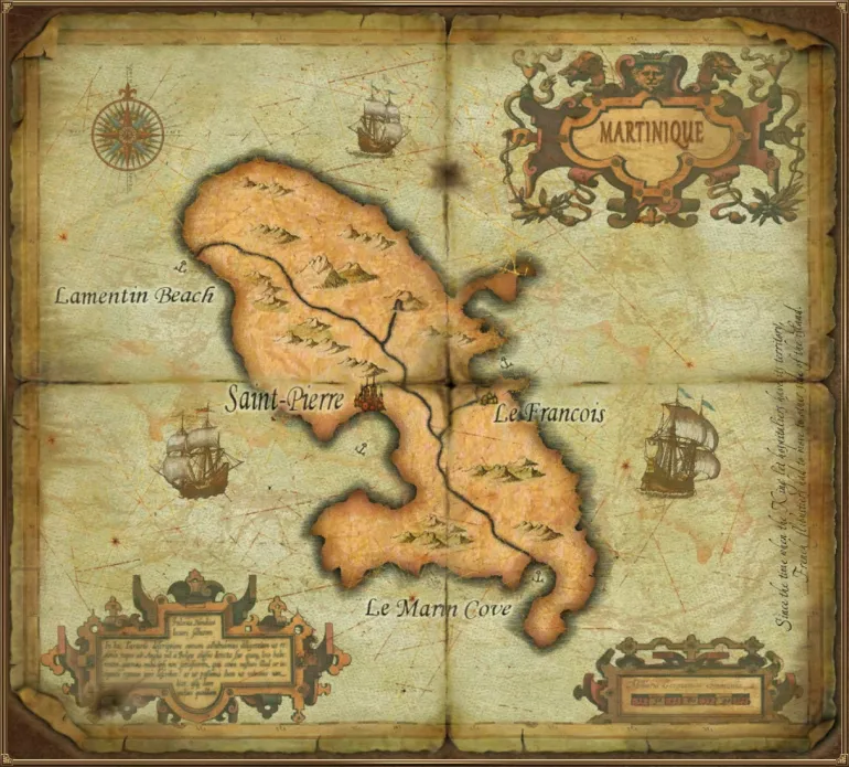 Map of Martinique Island. Sea Dogs: To Each His Own &mdash; Trade and Secrets