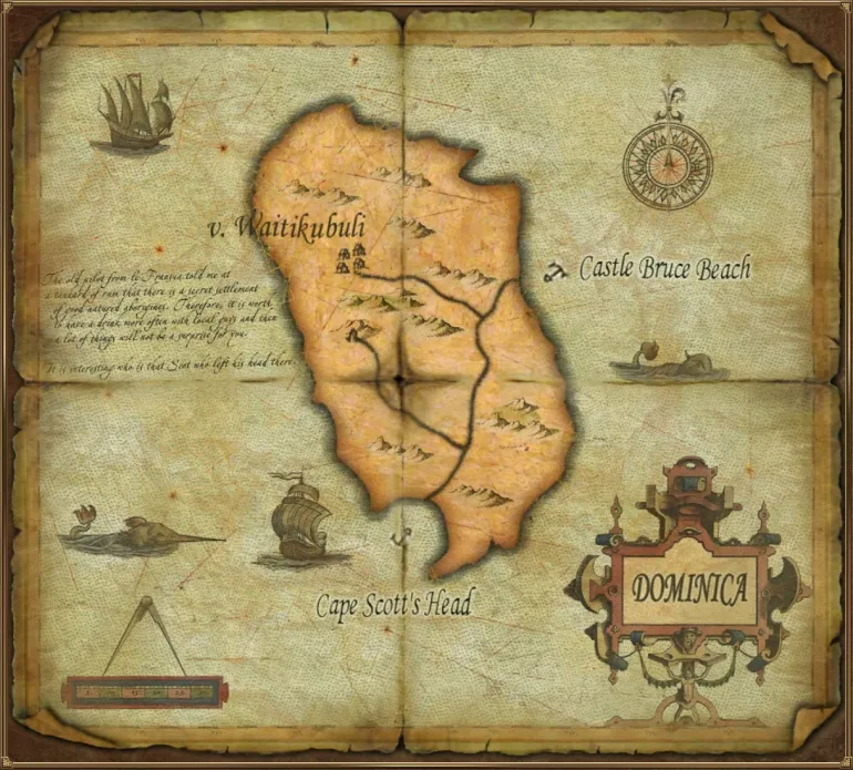 Dominica Island Map. Sea Dogs: To Each His Own &mdash; Island Secrets