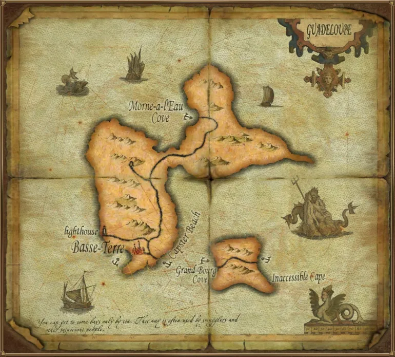Guadeloupe Island Map. Sea Dogs: To Each His Own &mdash; Trade and Secrets