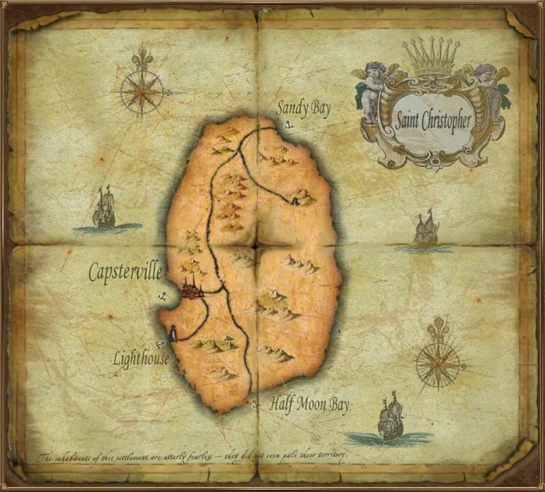 Saint Christopher Island Map. Sea Dogs: To Each His Own &mdash; Trade and Secrets