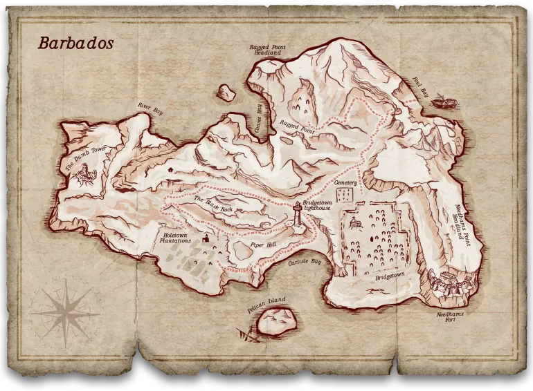 Барбадос в Corsairs Legacy &mdash; карта острова, торгівля і поселення