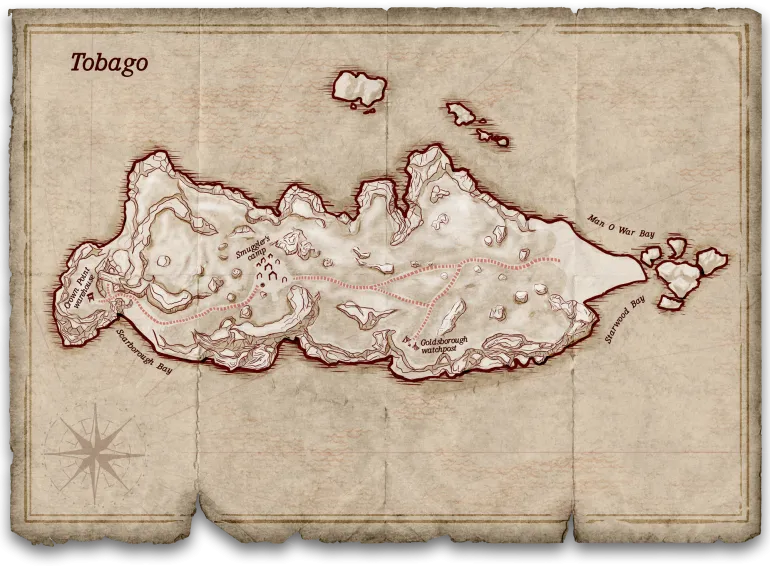 Mapa Tobago w Corsairs Legacy &mdash; handel i osady