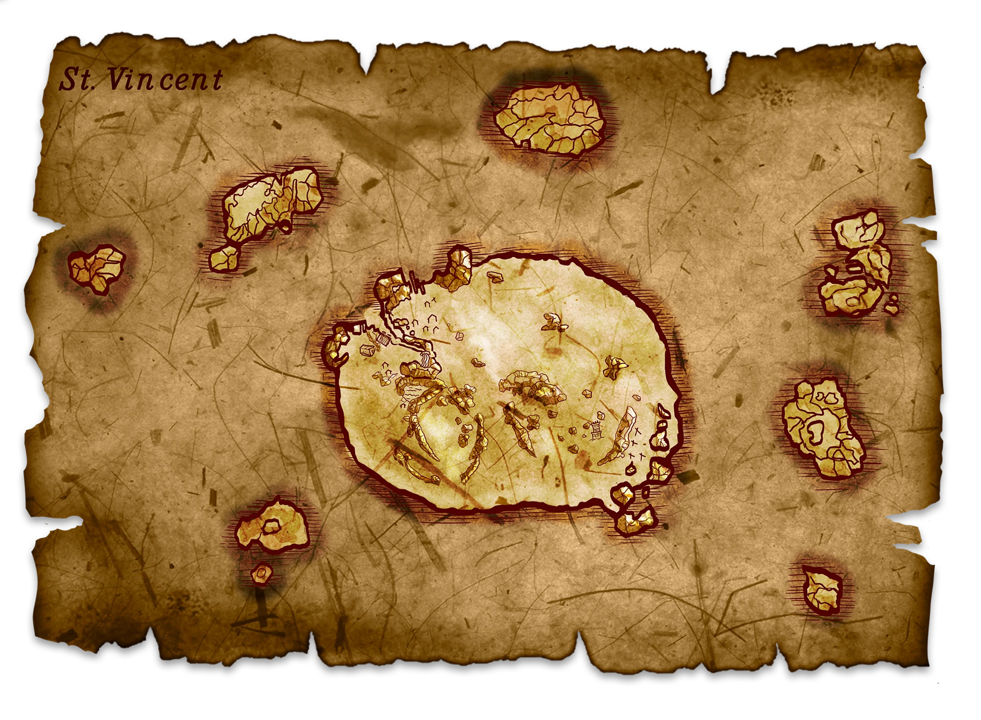 Ungenaue Karte von Saint Vincent in Corsairs Legacy