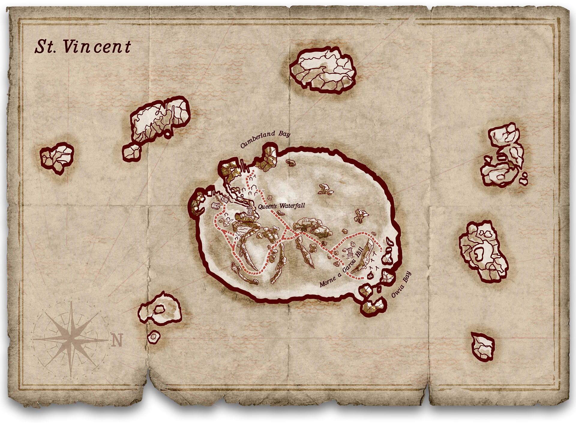 Detaillierte Karte von Saint Vincent in Corsairs Legacy