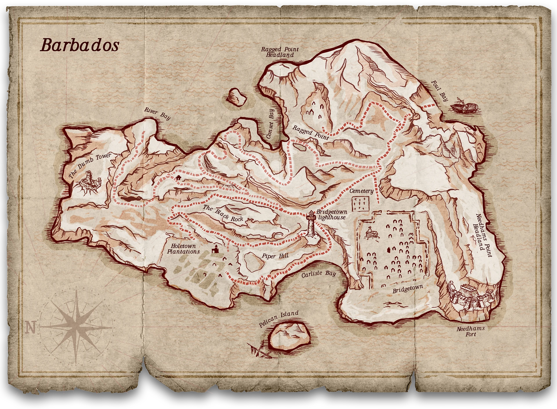 Detallado Mapa de Barbados en Corsairs Legacy