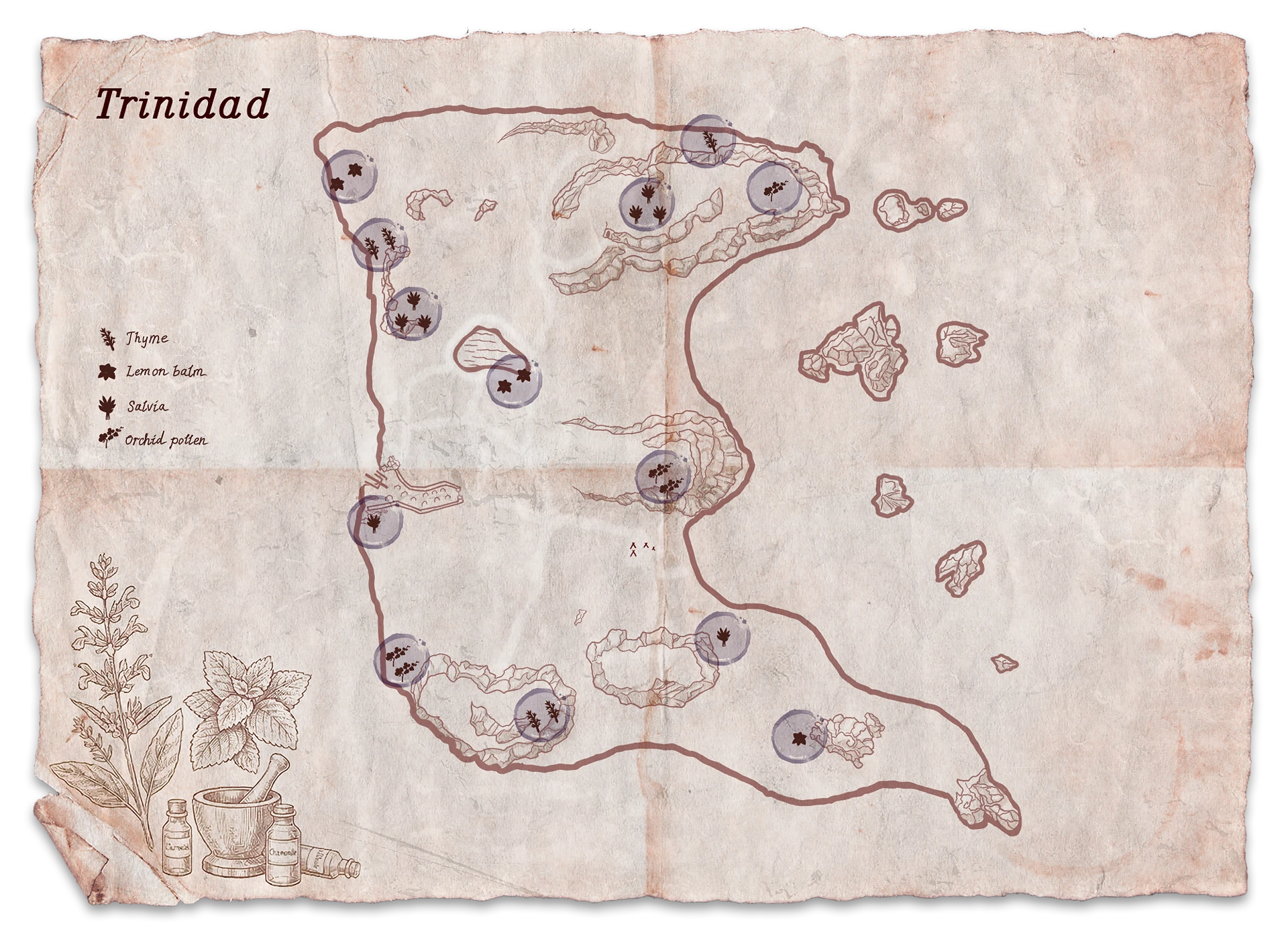 Map of Valuable Herbs on Trinidad in Corsairs Legacy Map of Valuable Herbs on Trinidad in Corsairs Legacy