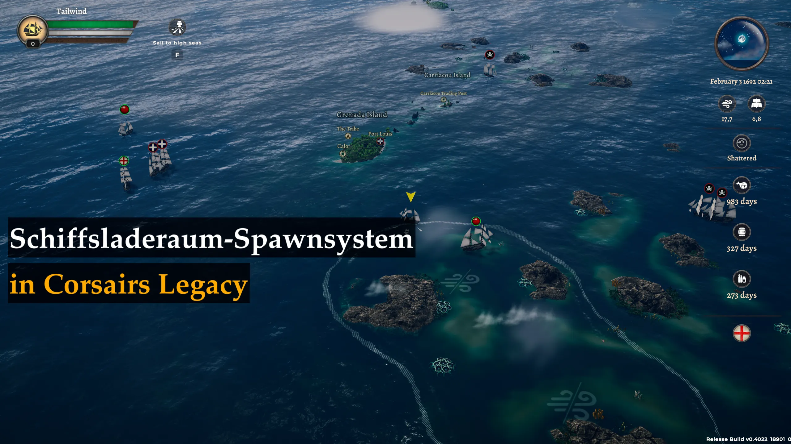 Schiffsladeraum-Spawnsystem auf der Corsairs Legacy Weltkarte