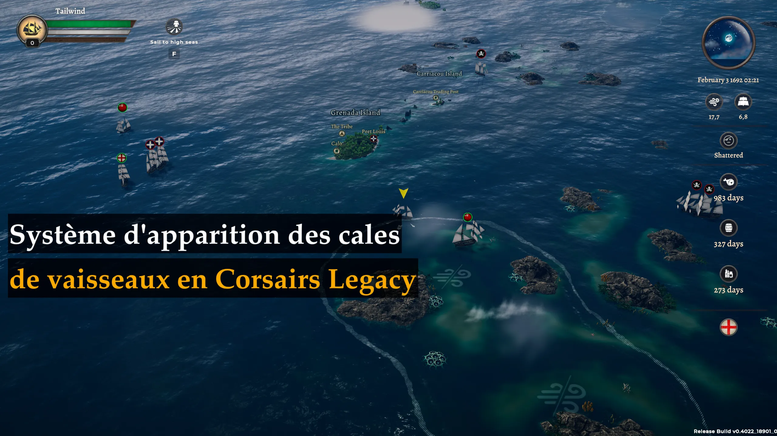 Système d'apparition des cales de vaisseaux sur la carte du monde de Corsairs Legacy