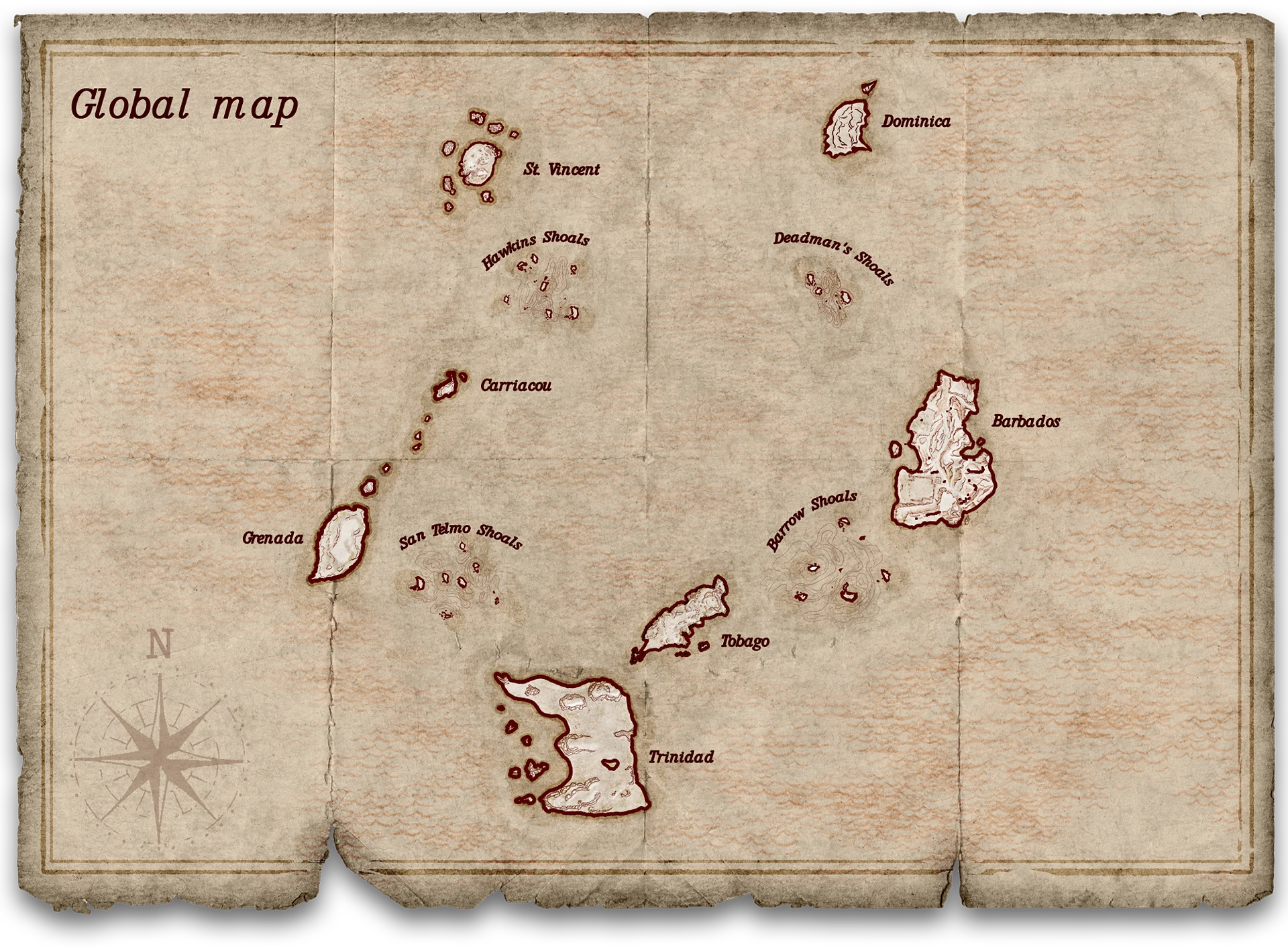 Detallado Mapa del archipi&eacute;lago en Corsairs Legacy